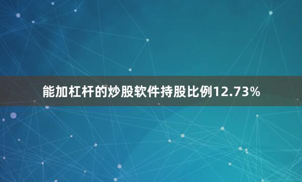 能加杠杆的炒股软件持股比例12.73%